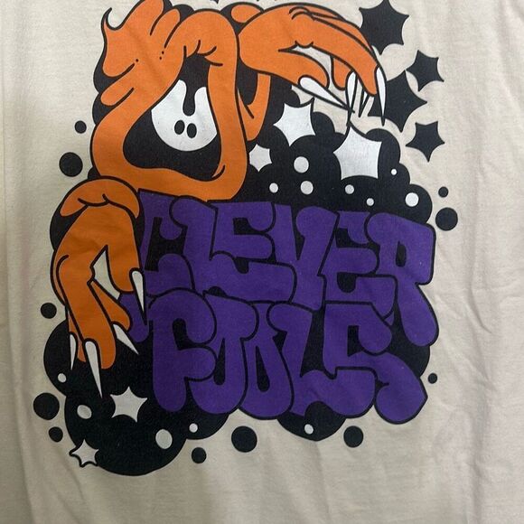 Clever Fools Mens White 100% Cotton Graphic Crew Neck Short Sleeve T-Shirt Sz XL - Picture 2 of 5